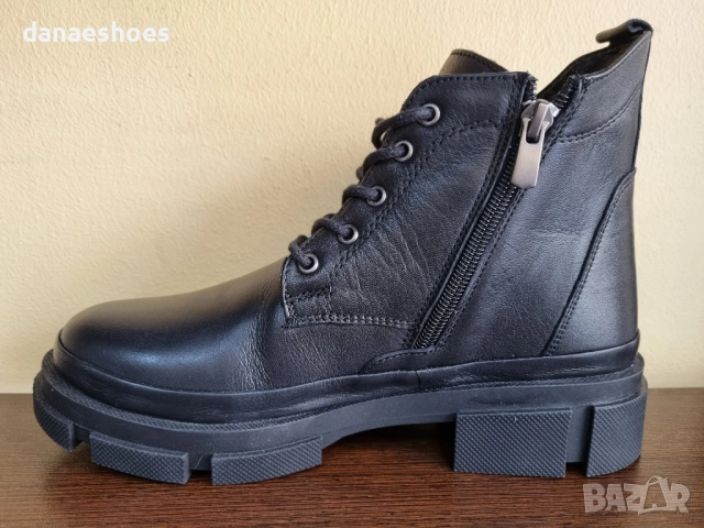 Дамски боти тип кларк от естествена кожа в бордо и черно , снимка 6 - Дамски боти - 38626313