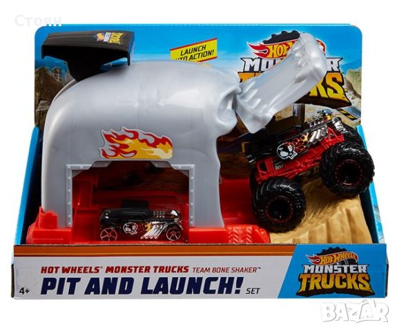 Комплект Hot Wheels Monster Truck с пускови устройства - Mattel Хот Уилс, снимка 8 - Други - 43087668