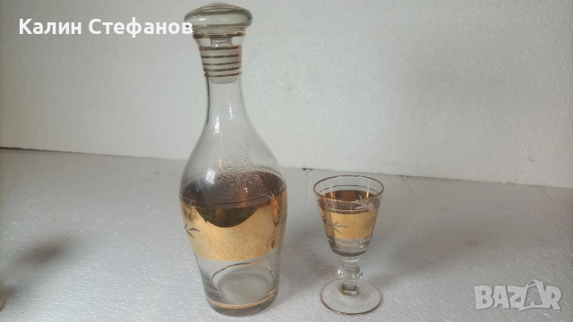 Два невероятни комплекта за ракия, вино от едно време, богата златна украса, снимка 12 - Антикварни и старинни предмети - 51639889