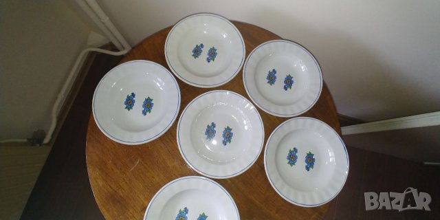 6 бр. чинии за супа със син кант, снимка 4 - Чинии - 39921111