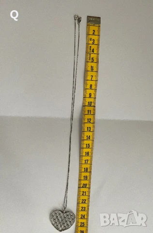 Сребърно синджирче с висулка сърце, проба 925(4), снимка 3 - Колиета, медальони, синджири - 50949658