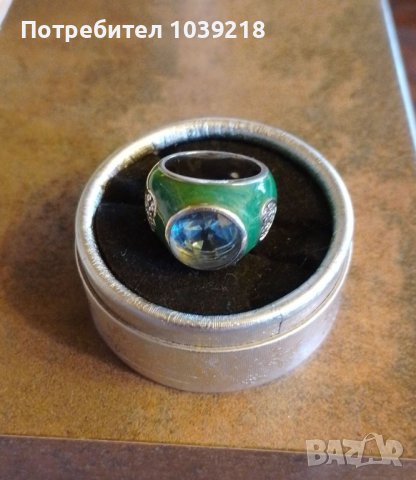 Масивен сребърен пръстен с аквамарин, снимка 11 - Пръстени - 43597275