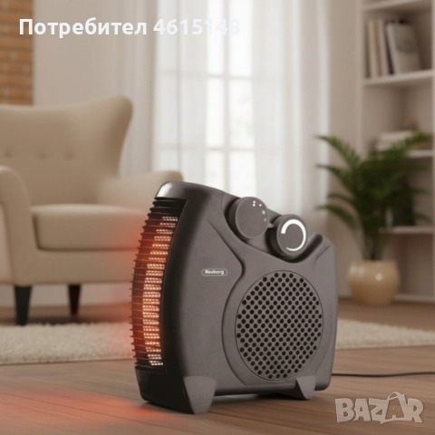 Отоплителна вентилаторна печка Rosberg – 2000W, черенбял