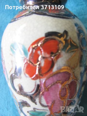 Порцеланова ваза SATSUMA, ръчно рисувана ,маркирана, снимка 4 - Антикварни и старинни предмети - 48652795