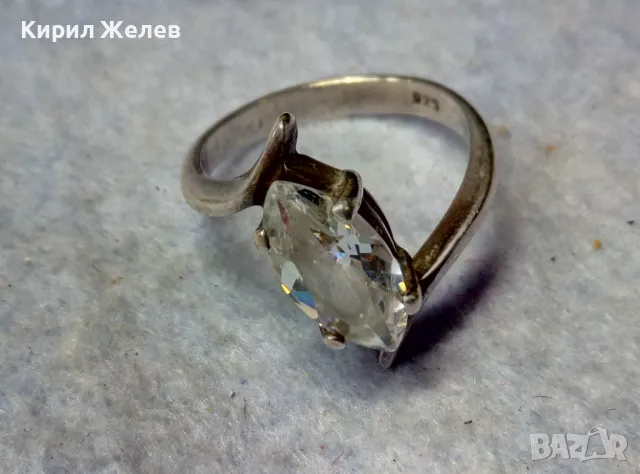 КРАСИВ СКЪПОЦЕНЕН СРЕБЪРЕН ПРЪСТЕН СРЕБРО 925 с ГОЛЯМ ИСКРЯЩ ФАСЕТИРАН ПЛАНИНСКИ КРИСТАЛ 47536, снимка 2 - Пръстени - 50024399