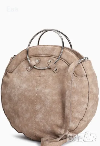 Next, кръгла чанта от изкуствен велур, Бежов, снимка 2 - Чанти - 49988710