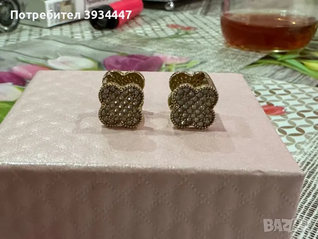 Стоманени двулицеви обеци във формата на детелини, снимка 5 - Обеци - 49816730