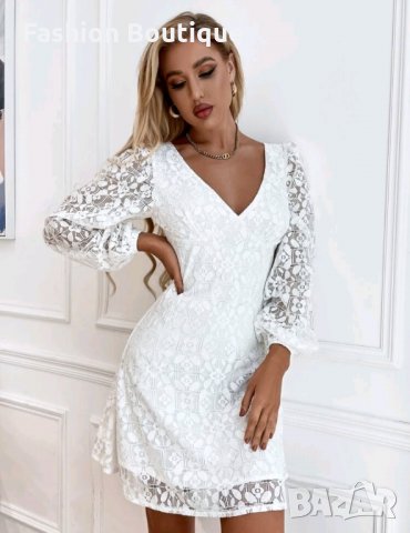 Бяла дантелена рокля с дълъг ръкав в Рокли в гр. Пловдив - ID30274655 —  Bazar.bg