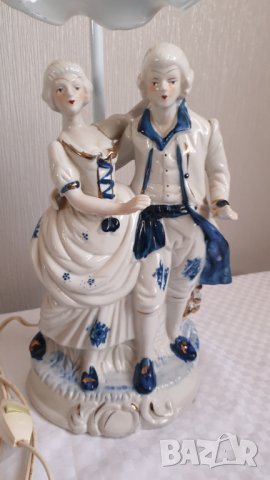 Старинна порцеланова лампа, викторианска двойка, снимка 3 - Други ценни предмети - 43602973