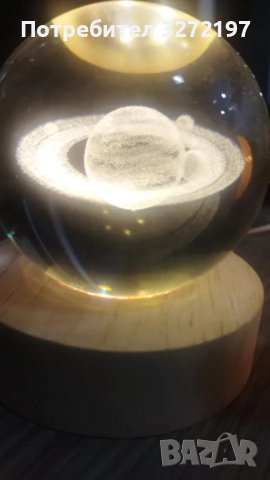 LED Светеща кристална топка/лампа,3D сензорна-Планета Сатурн, снимка 5 - Настолни лампи - 43134514