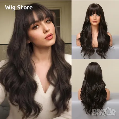 Тъмно кафява перука с бретон