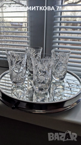 4 бр.кристални чаши за аперитив с удебелена основа