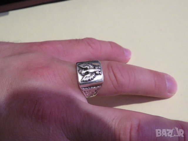 Стар мъжки сребърен царски пръстен със орел  символ на държавността - красота за ценители, снимка 5 - Пръстени - 36817009