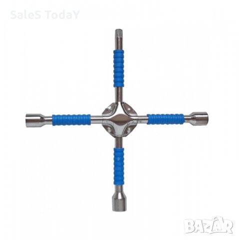 Ключ кръстачка за джанти, ключ за гуми, Стомана, Вложки, 17-21, 1/2 мм., 35см., син, снимка 3 - Аксесоари и консумативи - 35368890