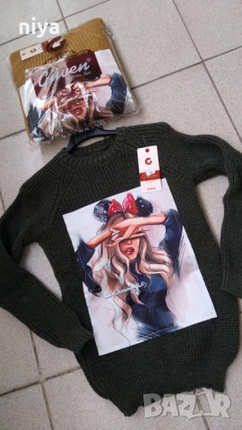 Нови! Пуловер с две лица, блондинка, фотограф и фен на Мини Маус , снимка 6 - Блузи с дълъг ръкав и пуловери - 27105843