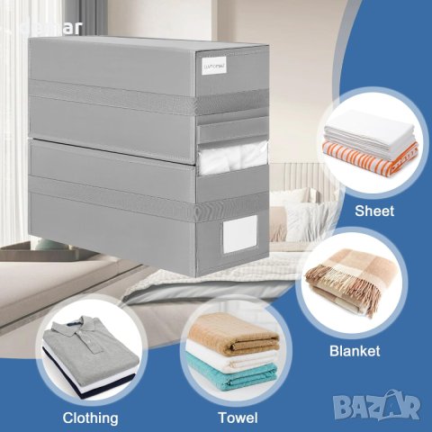 Комплект органайзери за съхранение на спално бельо, сгъваем, 40х33х16 см- 2 бр, снимка 5 - Органайзери - 43944903