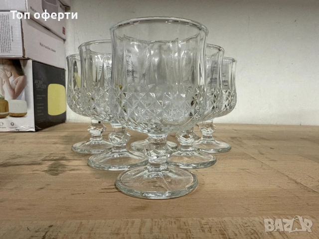 Комплект 6 чаши за вино със столчета, снимка 3 - Чаши - 53083605