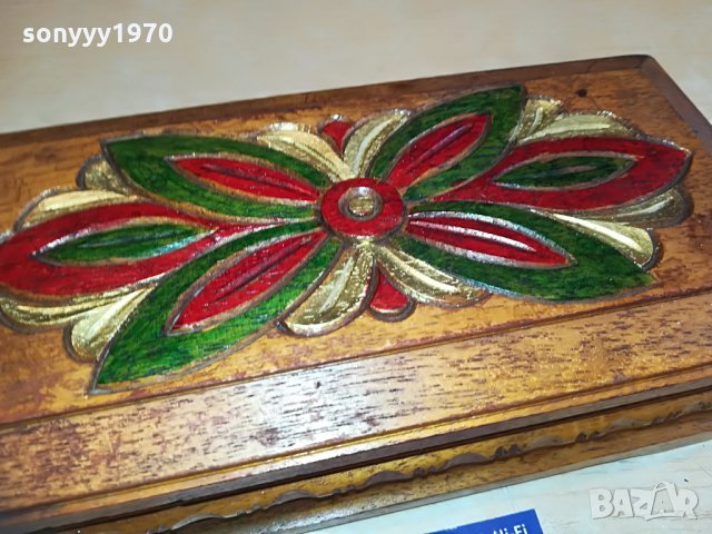 дървена кутия с цвете-20х10х6см, снимка 4 - Колекции - 28726400