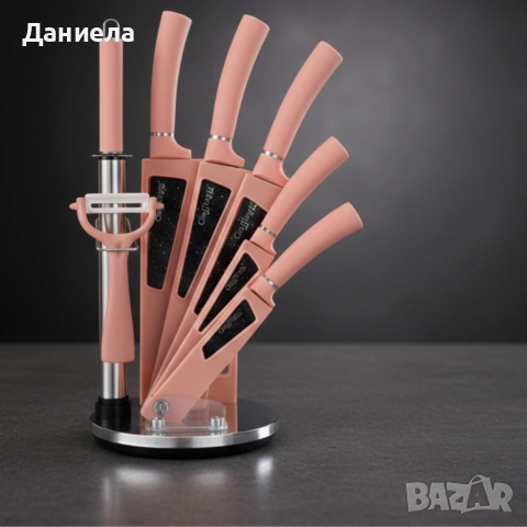 Комплект кухненски н о ж о в е 8 в 1 с въртяща се стойка Cheffinger за подредена кухня, снимка 3 - Други - 53196578