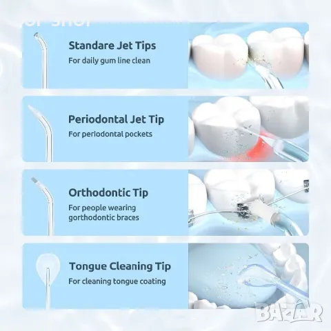 SYNHOPE Преносим зъбен душ/флосер за почистване на зъби/Телескопичен резервоар за вода/3 режима/IPX7, снимка 11 - Тримери - 49308718