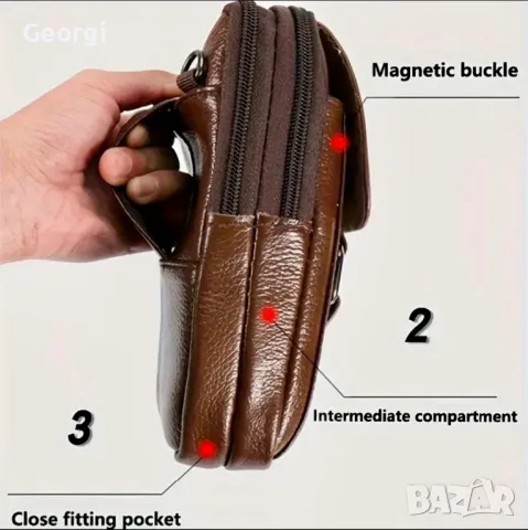 Малки, Компактни, Дисплей чантички - Черна естествена кожа / многофункционални, снимка 5 - Чанти - 49634313