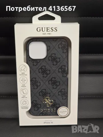 Защитен калъф Guess с метално лого PU, за iPhone14,Magsafe, черен, снимка 1 - Калъфи, кейсове - 48295850