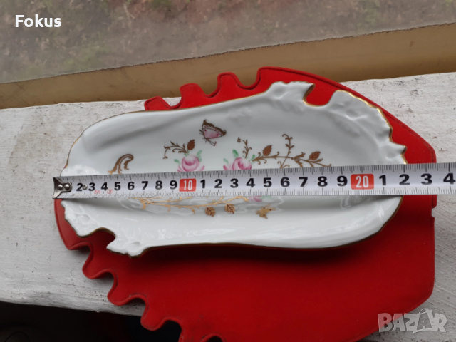 Порцелан подносче плато чиния на Limoges с позлата, снимка 5 - Антикварни и старинни предмети - 53384632