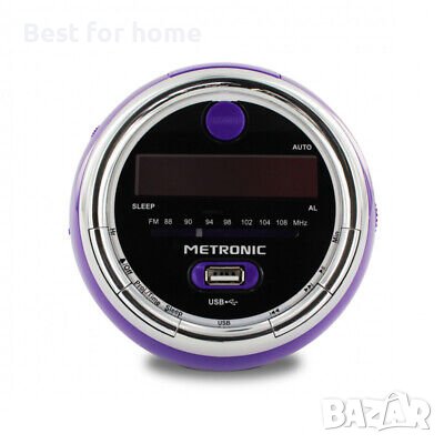 Радио часовник с прожекция Pop Purple FM USB MP3, снимка 3 - Други - 43429318