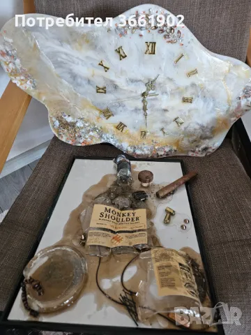 Ръчна изработка Часовник картина мрамор ефект , снимка 9 - Картини - 48703918