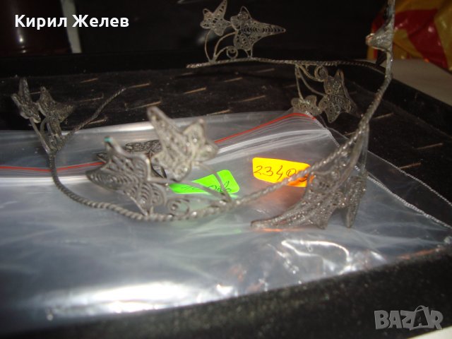 СТАРИНЕН ФИЛИГРАНЕН СРЕБЪРЕН ВЕНЕЦ ДИАДЕМА ВИСОКА ПРОБА СРЕБРО ЮВЕЛИРНА РАБОТА УНИКАТ КОРОНА 23493, снимка 17 - Антикварни и старинни предмети - 33213715