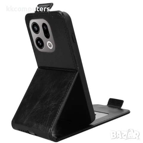 Вертикален Кожен Калъф за Oppo Find X9 5G - Флип, Магнитен, Стойка, Слот за Карта, Вкл. Протектор - , снимка 5 - Калъфи, кейсове - 53417052