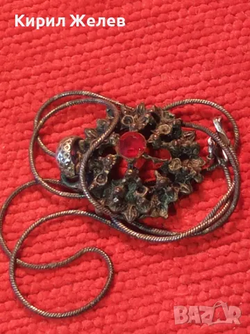 СТАР СКЪПОЦЕНЕН ПОСРЕБРЕН МЕДЕН МЕДАЛЬОН с НАТУРАЛЕН ГРАНАТ и СРЕБЪРНО КОЛИЕ СРЕБРО 925 ITALY 49773, снимка 15 - Антикварни и старинни предмети - 49886270