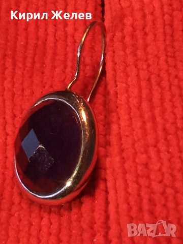 АР ДЕКО СРЕБЪРНА РЕТРО АРТ ОБЕЦА АНГЛИЯ СРЕБРО 925 с ГОЛЯМ ЮВЕЛИРНО ФАСЕТИРАН СИН КАМЪК 36409