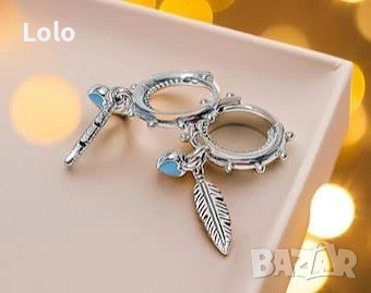 Pandora Обеци "Spiritual Feather' автентични, снимка 4 - Обеци - 53586565