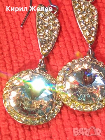 ПОСРЕБРЕНИ или СРЕБЪРНИ КРАСИВИ МАРКОВИ ОБЕЦИ с КРИСТАЛИ 19434, снимка 4 - Обеци - 31576929