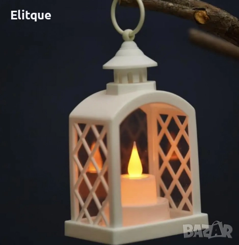 Бял Коледен LED фенер с топла светлина, снимка 6 - Други стоки за дома - 52820183