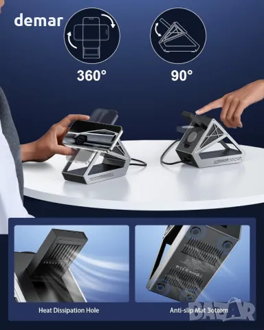 NANAMI Безжично зарядно устройство 3 в 1 за  iPhone, iWatch, AirPods, снимка 6 - Безжични зарядни - 48825953