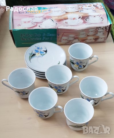 Продавам порцеланов сервиз за кафе рисуван на , снимка 2 - Прибори за хранене, готвене и сервиране - 35496872