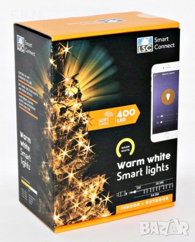 Коледно осветление коледни лампички LSC Smart Connect 400 led Warm 45 метра  умен дом автоматизация , снимка 3 - Лед осветление - 38260990