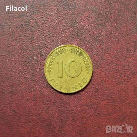 Германия 10 пфенига 1950 година МД 'G' - Карлсруе