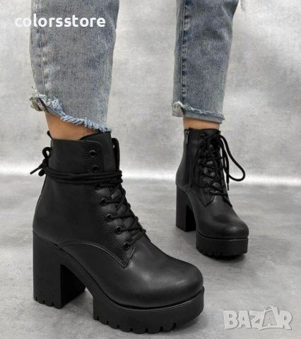 Боти на ток - черна кожа - TB2