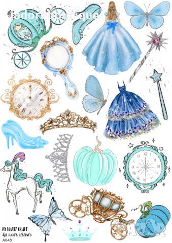 Скрапбук стикери за декорация планер пепеляшка cinderella самозалепващ лист А5, снимка 1