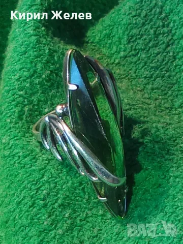 СТАР РУСКИ ДЕБЕЛО ПОСРЕБРЕН МЕЛХИОРЕН ПРЪСТЕН с ФАСЕТИРАН ЗЕЛЕН КРИСТАЛ ЧАСТ от КОМПЛЕКТ 25223, снимка 13 - Антикварни и старинни предмети - 49917244