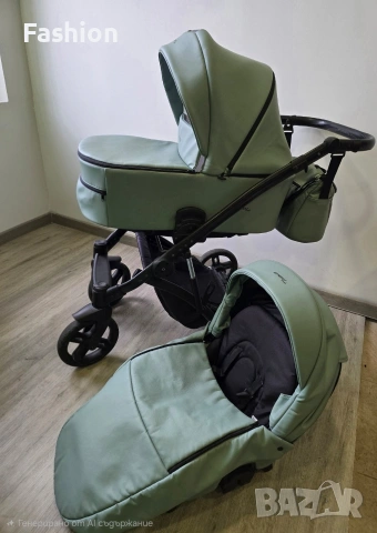 Milu Kids-Бебешка количка 2в1 Atteso Ledo:01 от еко кожа с олекотена алуминиева рамка