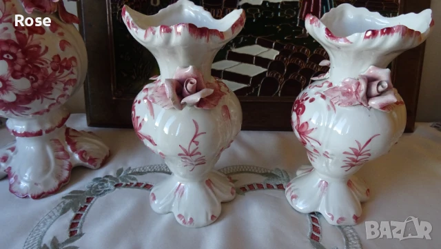 Комплект вази Bassano Italy с рози и цветен декор., снимка 12 - Вази - 50988749