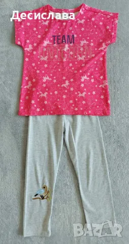 Комплект тениска и клин за момиче размер 4-5 години, снимка 1