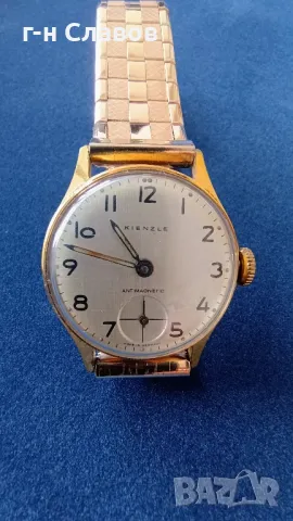 Антикварен механичен KIENZLE. Жълта каса, снимка 5 - Мъжки - 48699051