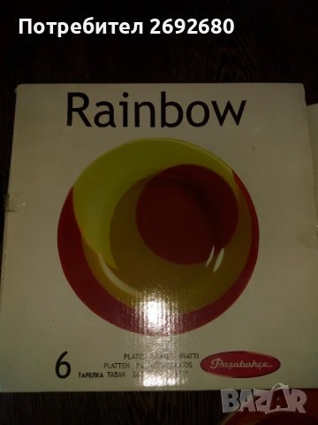 Нов комплект от 6бр. плоски чинии Rainbow 26см., снимка 3 - Чинии - 51308880