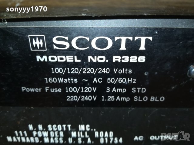 SCOTT R326 RECEIVER-MADE IN USA 111221137, снимка 9 - Ресийвъри, усилватели, смесителни пултове - 35102697