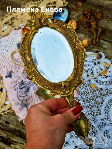 Старо бронзово огледало , снимка 2 - Други ценни предмети - 53173233